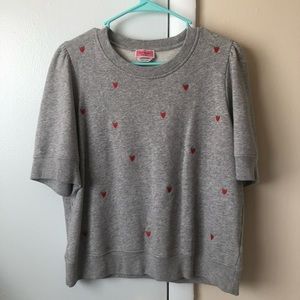 Kate Spade strawberry embroidered sweatshirt top